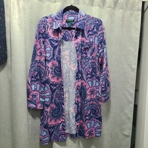 Lauren Ralph‎ Lauren Paisley Pajama Nighty Blue Pink Sz M